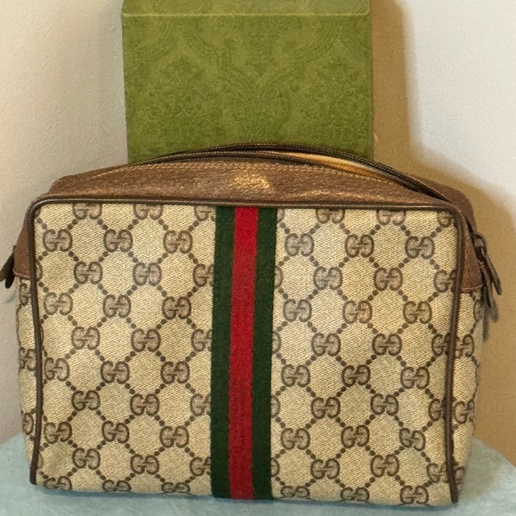 Gucci Vintage GG Web Cosmetic Pouch/Clutch - Picture 1 of 10